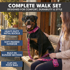Comfort Control Collar and Multipurpose Leash Set - Fuchsia Camo