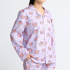 Human Pajama Top - When Pigs Fly - Purple