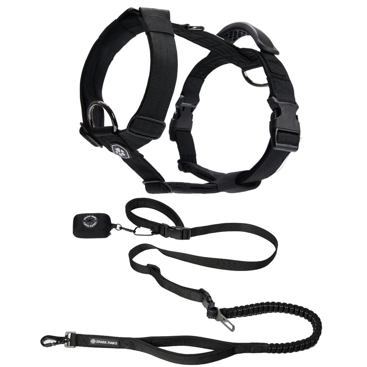 Comfort Control No-Pull Dog Harness and Multipurpose Leash Set - Black